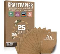 hojas de papel Kraft A4 Set - 260 g - 21 x 29,7 cm - Formato DIN Papel artesanal y cartulina natural Cartón Hojas de papel Kraft (25 hojas)