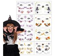 Hojas de pegatinas de Halloween, pegatinas faciales de Halloween, pegatinas de maquillaje de dibujos animados | Maquillaje facial de Halloween, pegatinas espeluznantes de Halloween, decoraciones de