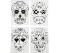 Hojas de plástico mágico "shrink plastic" con motivos, hoja 10,5x14,5 cm, mate transparente, calaveras, 4hojas surtidas