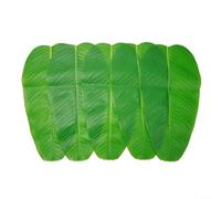 Hojas de plátano artificiales, paquete de 5 hojas tropicales artificiales grandes para fiestas hawaianas luau, decoración del hogar, cocina, centro de mesa, 37,5 x 19 cm