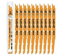 Hojas de sierra alternativa LEILUO de 9 pulgadas para podar madera, juego de 10 hojas Sawzall CRV de 5 TPI con estuche de almacenamiento.