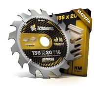 Hojas de sierra circular AMBOSS WERKZEUGE® de 136 mm x 20 dientes con dentado alternado para madera con batería. Hoja de sierra compatible con Makita 5705R. DSS501Z. BCS550. BCS550RFE. BCS550RFJ