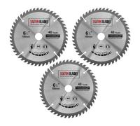 Hojas de sierra circular para madera Saxton TCT de 160 mm x 48 dientes x 20 mm de diámetro Compatible con Bosch y Makita. Paquete de 3