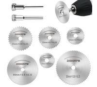Hojas de sierra rotativas, 8 hojas de sierra de taladro para herramienta giratoria Dremel, cuchillas de corte de disco de sierra de acero con mandril de vástago recto de 1/8 pulgadas para cortar