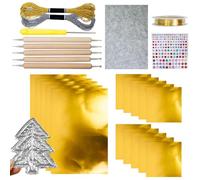 Hojas De Transferencia De Lámina De Oro - Rollo De Papel De Aluminio Para Artesanía De Metal, Kit Artístico Para Relieve De Metal, Accesorio Artesanal De Plata Brillante Con Grabados Scint