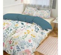 Hojas Delicadas Y Elegantes Juego De Ropa De Cama, Microfibra Suave Transpirable Plantas De Granja Niños Niña Juego De Fundas Edredón Reversible con Funda De Almohada, Azul Profundo, 135X200Cm