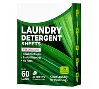 Hojas Detergente Ecologico Lavadora, 60 Tiras Concentradas Quitamanchas Con Fragancia Suave Ecológicas Zero Waste, Solubles Completamente Sin Plástico Para Lavado Doméstico Y Viajes Todo Tipo De Prend