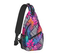 Hojas exóticas y Flores Tropical Bird of Paradise Sling Bag para Mujeres Hombres, Crossbody Shoulder Bags Casual Sling Backpack Chest Bag Travel Senderismo Daypack para al Aire Libre