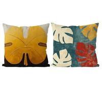 Hojas Fundas Cojines Exterior Impermeable Funda Cojine 60x60 Funda de Almohadas Juego de 2 Dibujos Animados Lino de Cojines Sofá Decorativas Cremallera Invisible para Jardin Terraza Salon Silla T4-830