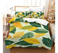 Hojas Juego De Ropa De Cama con Impresión En 3D 3 Piezas, Juego De Funda para Edredón con Cremallera, Microfibra Suave Funda Nordica con Fundas De Almohada Single(140x200cm)