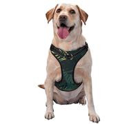 Hojas Negras, Verdes y Doradas,Arnés para Mascotas, arnés Reflectante Ajustable para Perros,M