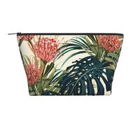 Hojas Palmeras Exóticas Hoja Selva Tropical Floral Rosa Verde Impreso, Bolsa de artículos de tocador Bolsa de Maquillaje Bolsa de cosméticos Bolsa de artículos de tocador de Viaje portátil