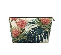 Hojas Palmeras Exóticas Hoja Selva Tropical Floral Rosa Verde Impreso, Bolsa de Maquillaje Bolsa de cosméticos Bolsa de artículos de tocador de Viaje portátil Bolsa de artículos de tocador