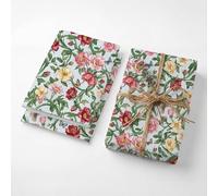 Hojas plegadas de papel de regalo de cumpleaños con diseño de rosas botánicas vintage, papel kraft grueso de 120 g/m² para mujeres, estampado floral de mariposa, embalaje de regalo para esposa y mamá