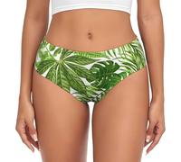Hojas tropicales exóticas palmeras follaje selva planta de moda verde naturaleza, calzoncillos de apoyo para mujer, ropa interior cómoda y suave para mujer, multicolor, L