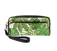 Hojas Tropicales Follaje Palmera Exótica Selva Moda Planta Naturaleza Verde, Bolsa de Maquillaje Bolsa de cosméticos Bolsa de Aseo de Viaje portátil Estuche de Cuero para Mujeres y niñas