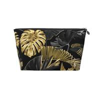 Hojas Tropicales Negras Doradas, Bolsa de artículos de tocador Bolsa de Maquillaje Bolsa de cosméticos Bolsa de artículos de tocador de Viaje portátil