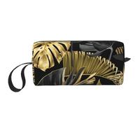 Hojas Tropicales Negras Doradas, Bolsa de Maquillaje Bolsa de cosméticos Bolsa de artículos de tocador de Viaje portátil Bolsa de Maquillaje