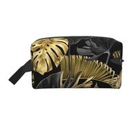 Hojas Tropicales Negras Doradas, Bolsa de Maquillaje Bolsa de cosméticos Bolsa de artículos de tocador de Viaje portátil Organizador de Bolsa de Maquillaje