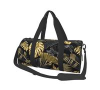 Hojas Tropicales Negras Doradas, Bolsa de Viaje de Gran Capacidad, Bolso Redondo, Bolsa de Viaje Deportiva, Bolsa de Mano, Bolsa de Fitness