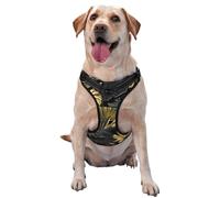 Hojas Tropicales Negras y Doradas,Arnés para Mascotas, arnés Reflectante Ajustable para Perros,L