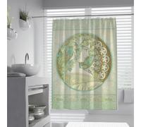 Hojas Verdes Art Nouveau Cortina de baño para Dama Botánico Vintage Bohemio con Estampado Bohemio y Impermeable Cortinas de Ducha Decoración para el hogar con Ganchos 120x200cm