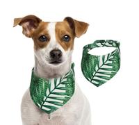 Hojas Verdes Impresas,Pañuelos de algodón para Perros, Bufandas Ajustables para Mascotas,S