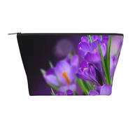 Hojas Verdes y Flores moradas Impresas., Bolsa de artículos de tocador Bolsa de Maquillaje Bolsa de cosméticos Bolsa de artículos de tocador de Viaje portátil