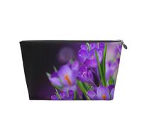 Hojas Verdes y Flores moradas Impresas., Bolsa de artículos de tocador Bolsa de Maquillaje Bolsa de cosméticos Bolsa de artículos de tocador de Viaje portátil