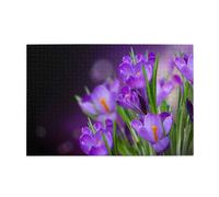 Hojas Verdes y Flores moradas Impresas,Rompecabezas de Madera de 1000 Piezas para Adultos y Adolescentes.