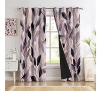 Hojas Y Ramas De Acuarela Cortinas Opacas, Rubor En Polvo Plantas Modernas Cortinas Termicas Aislantes Frio Cortina Blackout con Ojales 2 Piezas para Dormitorio Salon Cocina 140Anx240Al Cm