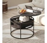 HOJINLINERO Mesa de centro redonda, mesas de centro elevables para sala de estar, mesa de centro de madera con almacenamiento oculto y parte superior elevable, mesas centrales modernas para sofá