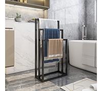 HOJINLINERO Toallero independiente de 3 niveles, soporte de metal y secado para baño, cocina, toallero, toallero, almacenamiento de baño y toallas de mano, toallitas, color negro