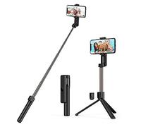 Hojkl Extensible Selfie Stick Selfie palillo de trípode - Bluetooth Selfie palillo de Control Remoto con trípode Giratorio Teléfono Abrazadera Smartphone (Color : Black, Size : 90cm)