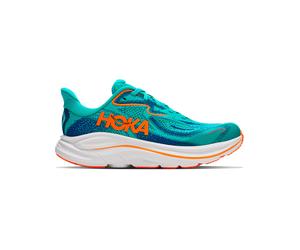 Hoka - Zapatillas de senderismo Niños - Clifton 10 Big Kids Night Glow Blue/Electric Aqua - Talla Infantil 35 1/3 - Azul