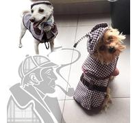 HOKABLE Disfraz de artista para perro, disfraz de perro famoso detective, disfraz de Halloween para perros pequeños, medianos y grandes, cachorros, gatos, Halloween, Acción de Gracias, Navidad (S)