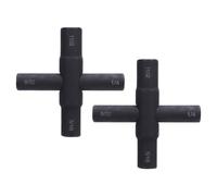 HOKAYOBEXU 2 llaves cruzadas para grifo, llave de agua de acero de 4 vías para manguera de grifo de válvula, 1/4 9/32 5/16 11/32 pulgadas, fosfatado negro, diseño compacto para fácil