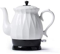 Hokcus Tetera eléctrica de cerámica, estilo retro, 1,7 L, sin BPA, apagado automático, base extraíble, hervir en seco, 1350 W