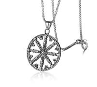 Hokech Amuleto budista Dharma Rueda Colgante Collar Hombres Acero Inoxidable Joyería Cadena Accesorios