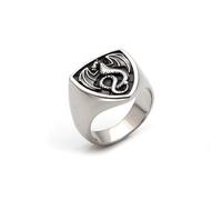 Hokech Anillo de acero retro y dorado con diseño de dragón de fuego vikingo para hombre, estilo nórdico, étnico, de acero inoxidable, con amuleto de dragón, 12, Acero inoxidable