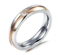 Hokech Anillos de pareja de circón de acero inoxidable para mujeres y hombres anillo de compromiso de boda CZ Joyería única