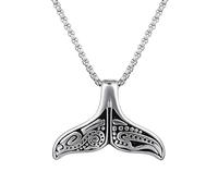 Hokech Collar de cola de ballena colgante de sirena retro de acero inoxidable 24 "cadena para mujeres hombres punk hiphop joyería