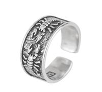 Hokech Nuevo Retro Dominante Abierto Color Plateado Anillo Escorpión Hip Hop Punk Hombres Mujeres Anillo Dedo Accesorios Joyería Fiesta
