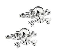 Hokech Nuevos Gemelos de Metal Calavera Pirata Fun Plata Galvanizada Gemelos franceses para Hombre