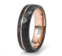 Hokech Rombo rómbico simple con incrustaciones de oro rosa Line Lovers 4 mm 6 mm 8 mm Anillo de acero de carburo de tungsteno negro para hombres y mujeres