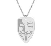 Hokech Vintage Guy Fawkes Máscara Colgante Collar para Hombres Mujeres Anónimo Colgante V para Vendetta Charm Gargantilla Cadena Joyería Regalos