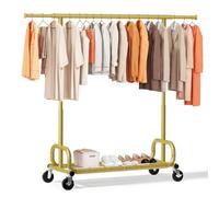 HOKEEPER Burro de Ropa Móvil con Altura Ajustable y Barra Extensible