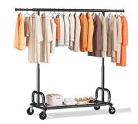 HOKEEPER Burro de Ropa Móvil con Altura Ajustable y Barra Extensible
