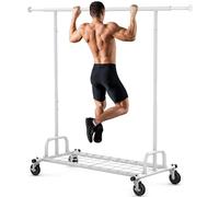 HOKEEPER Burro de Ropa Resistente 238kg, Barra Extensible con Ruedas Bloqueables y Estante, Ahorra Espacio para Dormitorio, Apartamento, Lavandería, Blanco