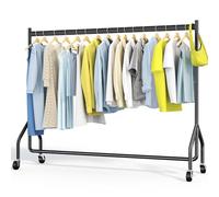 HOKEEPER Perchero de Ropa Móvil Resistente a Cargas Pesadas con Capacidad de 136kg, Perchero Industrial para Armario Doméstico, Lavandería y Exhibición de Boutique - 180cm